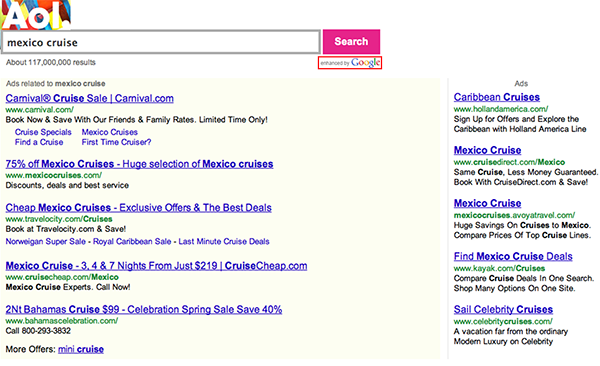 Search Partner Ads - AOL Example
